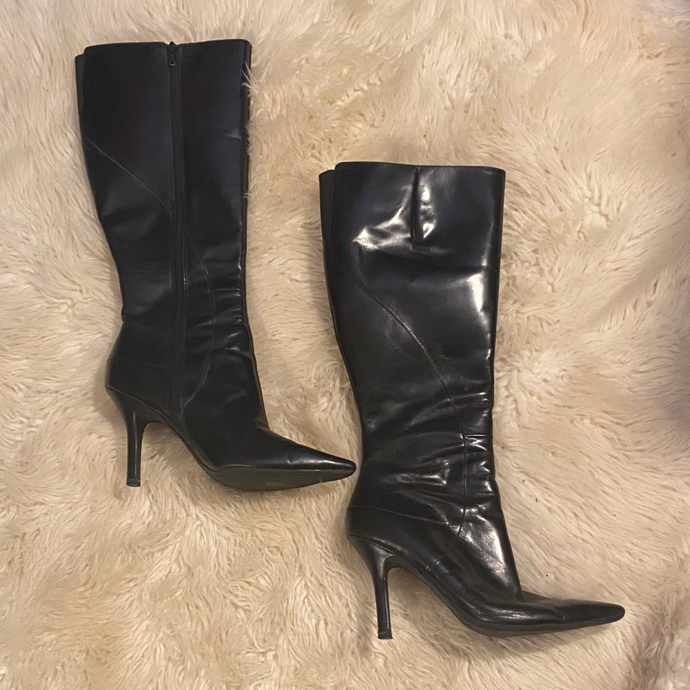NINE WEST VINTAGE Elegant Black Leather Knee-High Boots(Late 90’s /Early Y2K)